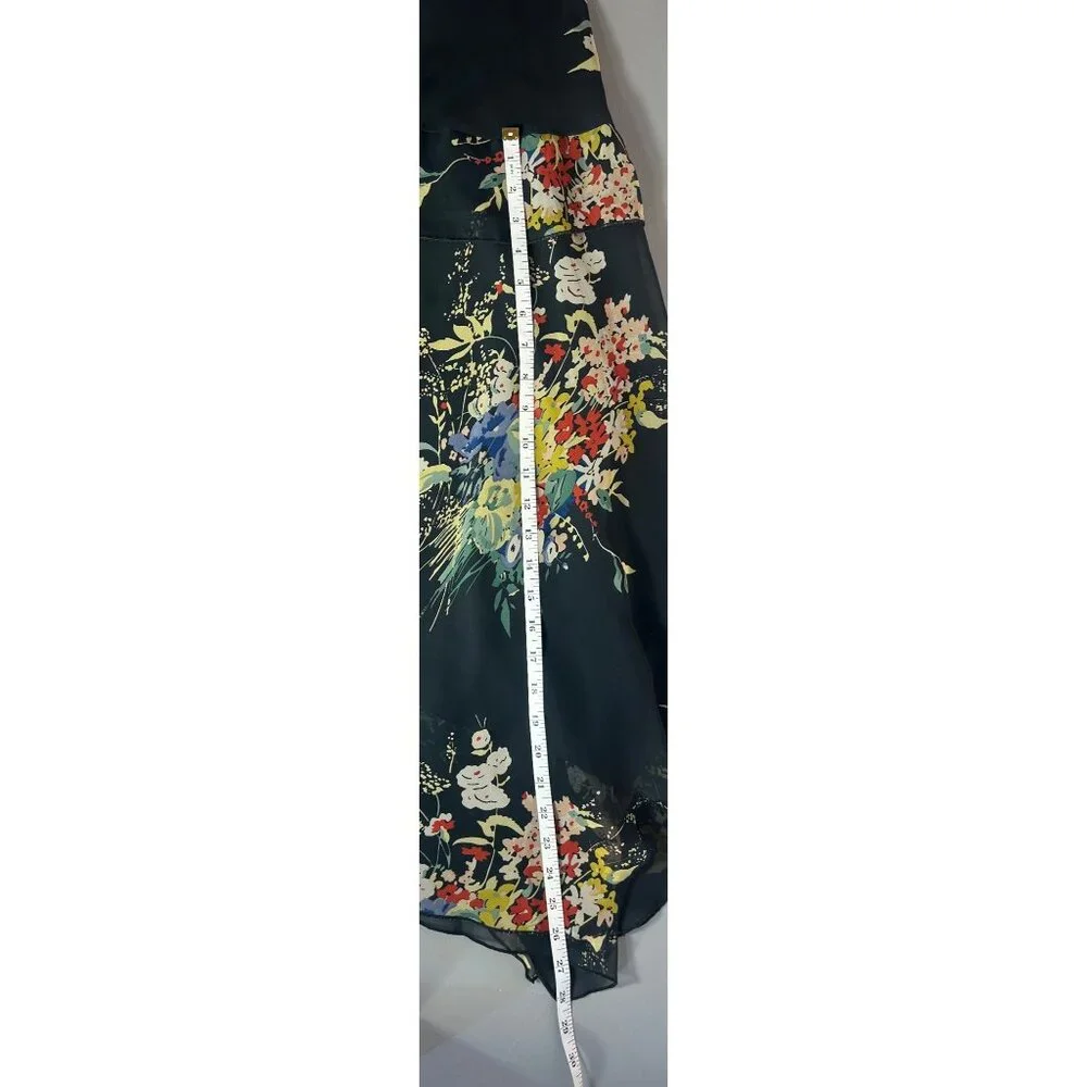 Dress Sz 6 Black Floral Asymmetrical Hem Drop Waist Whimsy Fairy Romantic - Picture 10 of 10